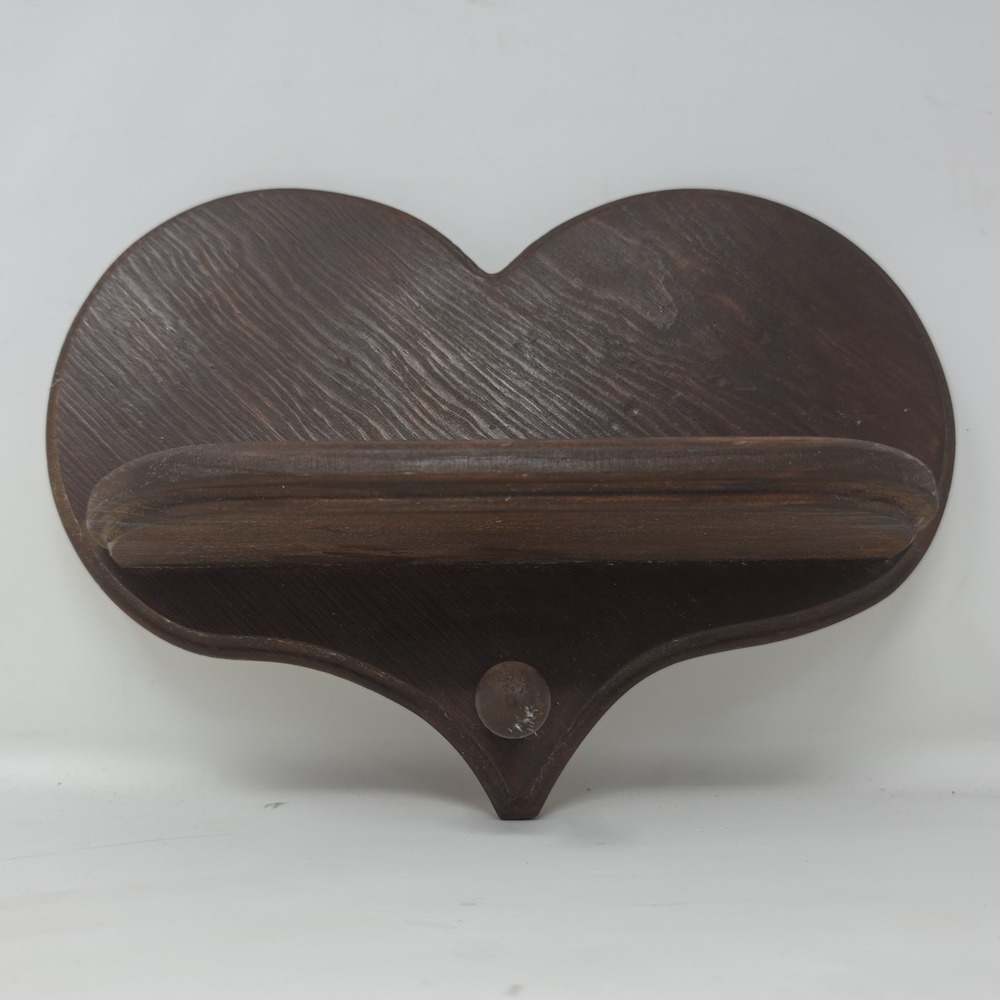 Vintage Heart Shaped Wood Wall Shelf Cottage Coquette Country Rustic Grandma. Q